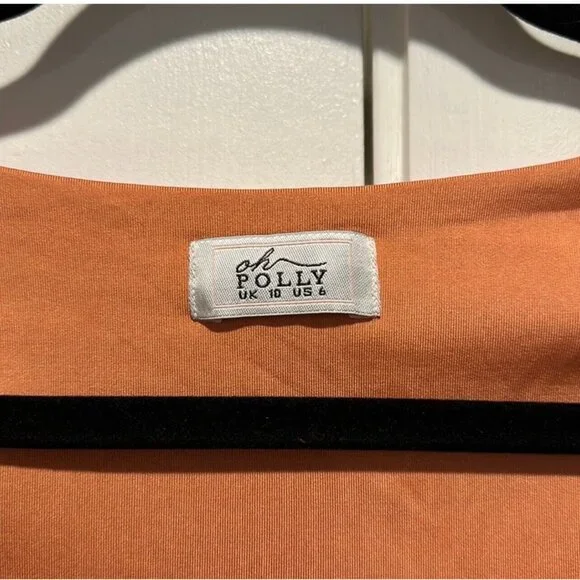 NWOT Oh Polly Orange Long Sleeve Cutout Bodycon Mini Dress - Picture 9 of 12